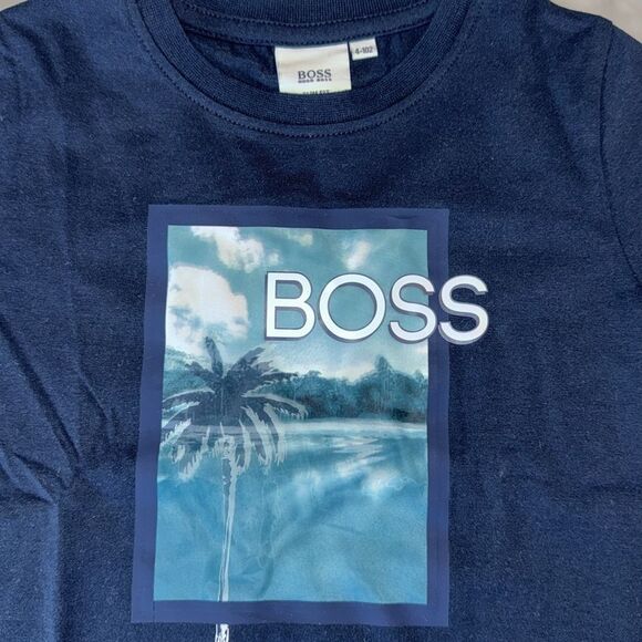Boss Blue Short Sleeve Tee with Graphic Design 4Y - Picture 2 of 5
